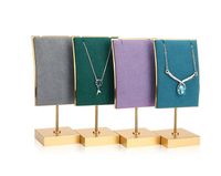 Bolsas de joyas bolsas cuadradas collar de alta gama exhibición de colgante de fábrica de fábrica de microfibras de metal soporte