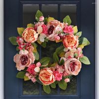 Flores decorativas atraentes guirlanda artificial de longa duração da coroa de portas Easy Care Home Decoration Wolking Spring