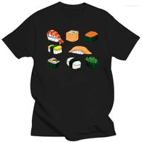Magliette da uomo kawaii t-shirt giapponese sushi calliera di stile carino tops design alimentare abiti adorabili regalo di compleanno di compleanno tshirt cotone personalizzato