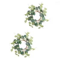 Декоративные цветы 2 шт. Зеленый домашний декор мини -сосны венки