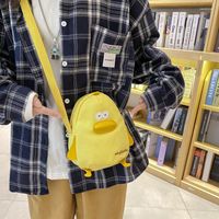 Akşam çantaları kadın sevimli ve komik messenger çanta öğrenci kız karikatür civciv japon tuval cep telefonu