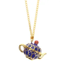 Подвесная ожерелья элегантное колье -колье эмалевого чайного чайного чайника