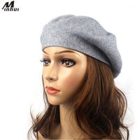 Berets Minhui Wool Bert for Women Theknted Hat Solid Gorro Caps Winter Winter Hats