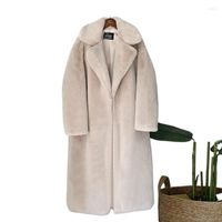 Pelliccia femminile elegante lungo inverno mantello finto da donna cappotti peluche sciolte di alta qualità folta soprabito caldo