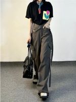 여성용 바지 여성화물 빈티지 펑크 Y2K 한국 스트리트웨어 헐렁한 바지하라 주쿠 패션 캐주얼 넓은 다리 레트로 여성