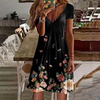 Casual Dresses Floral Pritned Short Sleeve Summer For Women ...