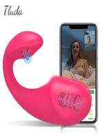 Беспроводное Bluetooth G Spot Dildo Vibrator Женское приложение пульт дистанционного управления вибрационным яйцом 2 моторные стимуляторные игрушки для женщин 2978851