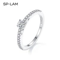 Anel de Solitaire Real 925 Sterling Silver Small Moissnaite Ring For Women Plemel Sparkling Round 0.3Ct Certificado Laboratório Diamante Ringos 230509