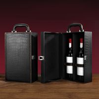 Şarap Gözlükleri Deri Lüks Çantalar Şişeler İçin Kırmızı Sunum Kutusu Taşınabilir Şampanya Taşımacılığı Valizler 230508