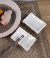Pcs 3 pouces pur blanc en céramique apéritif plateau de service sauce rectangulaire plats collation de style japonais pour plat d'épices soja4250946