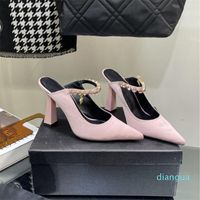 Slippers Sexy Pointy Toe High Heel Mules Women Cocrodile Lea...