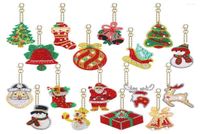ديكورات عيد الميلاد DIY Diamond 17 قطعة طلاء العلامات سلسلة مفتاح تعليق البطاقات اليدوية قلادة الديكور ل T2049452