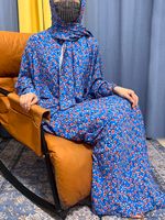 Ropa étnica Musulmán Rayón Abayas para mujeres Ramadán Oración Dubai Turquía Medio Oriente Femme Robe Floral Suelto Africano Vestido Turbante adjunto 230508