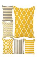 Casa de linho geométrico colorido Caixa de linho Amarelo Verificação de algodão Decoração do sofá Cushion Cover7543357