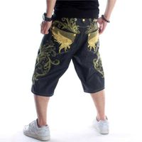 Мужские шорты Summer Loose Hip Hop Denim Shorts личность вышивка хип-хоп короткие джинсы модные мешковатые шорты Мужчины плюс размер J230510