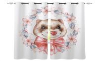 Ferret Spring Wreath Bow Pink Flower Plant Art Curtains For ...