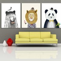 3 панель милая груша льва Panda Canvas Картина для детских комнат настенные картинки для домашнего декора6738258