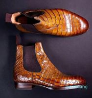 Chelsea Boots Hombres Zapatos PU Color sólido Clásico Negocio Casual Moda Allmatch Cocodrilo Patrón Onefoot Botines 20239135827