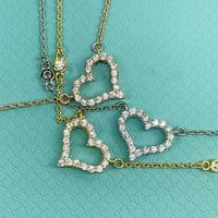 S925 Серебряные серебряные серебряные сердечные дизайнерские ожерелья для женщин для женщин, сияющие бриллиантовые хрустальные бренд