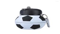 Wasserflasche 550 ml Fußball Wasserkocher Sport mit Stroh Silikon faltbare Fußball Tasse für Reisen Outdoor Camping Radfahren6760918