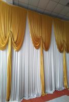 1 Uds., 3M6M, Color dorado, seda helada, solo cortinas frontales doradas para boda, decoración de fiestas, 9696504
