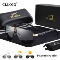 نظارة شمسية Clloio 2023 مربع Pochromic نظارات شمسية مستقطبة الرجال تغيير لون أشعة الشمس نظارات Chameleon Anti Driving De Sol 230511