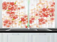 Tende per tende Tende floreali Fiori di sakura giapponese Fiori di ciliegio in colori vivaci Illustrazione Finestra per soggiorno Letto6418059