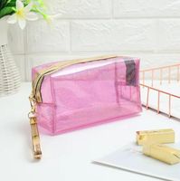 5 stücke Kosmetiktaschen Dame PVC Transparent Große Kapazität Solide Wasserdicht Protable Reißverschluss Reise Handtasche Mix Farbe