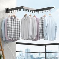 Organization Folding Clothes Hanger Wall Mount Retractable C...