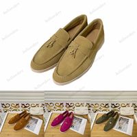 Tasarımcı Loafers loro piana moda gündelik ayakkabılar süet mokasenler yuvarlak ayak parmakları kauçuk düz topuk elbise ayakkabı boyutu 35 ila 45