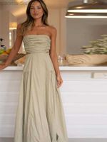 Casual Dresses Elegant Hollow Out Strapless Midi Dresses 202...