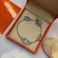 H براميل رسائل فاخرة مصممة أساور سحر للنساء Sea Stone Star Star Shining Sliver Link Bracelet Bangle Bangle Molects Jewelry