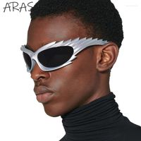 Солнцезащитные очки винтажный Spike Rectangle Y2K Женщины мужчины 2023 Дизайнерские стимпанк солнце