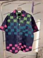 xinxinbuy Herren Designer T-Shirt 23SS Regenbogen Farbverlauf Brief Jacquard Denim Shirt Kurzarm Baumwolle Damen Blau S-XL