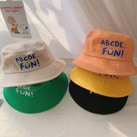 Çocuklar mektup pamuk kova şapka sevimli çocuklar nefes alabilen güneş şapkaları kapak 5 renk 52cm