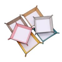 Sublimation Blank Valet Snap Tray Dice Rolling Tray PU Leather Folding Square Jewelry Holder Blanks