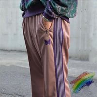 Coffee Stripe Sweatpante Mulheres 1 calça de pista de cordão bordada de qualidade