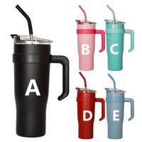 40oz Insulated Tumblers With Metal Lids And Plastic Straws D...