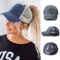 Top Caps Vintage at kuyruğu kadınları ayarlanabilir şapka ağının sıkıntılı yaz kapağı kadın sunhat aa220517