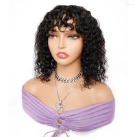 Water Wave 2 1 Lace Bob Bob with Bangs Middle Part Top Remy Brazilian Hair Hair Bings Fringe