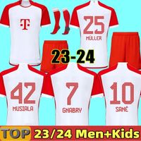23 24 Musiala de Ligt Soccer Jerseys версия игрока Mane Sane Hernandez Bayern Munich Gnabry Goretzka Muller Davies Kimmich Football Fork Men Kids Kit 2023 2024