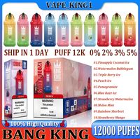 Original Bang King 12000 Puff 12000 Vapes descartáveis ​​Pen e cigarro 0% 2% 3% 5% Vaporizador Recarra de malha de malha Vape caneta Puffbar