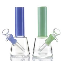 Hookahs 6.5 '' Base de vaso cuadrado Fijo Downstem con Bongs de vidrio de 14 mm Mini tuberías de agua Color púrpura verde azul