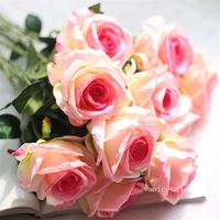 زهرة الاصطناعية زهور الحرير الزهور الحريرية لمسة حقيقية الورد الزواج الزهور الزهور ديكورات عيد الميلاد ديكور 12 ألوان LT464