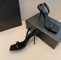 Botões de sandálias de sapatos femininos 4,5 cm/7,5 cm/10cm de salto alto de salto alto 34-40 com caixa