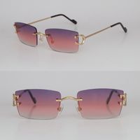 Novo modelo de óculos de sol sem aro de metal para mulheres designer diamante cortado de sol dos óculos de sol, óculos de sol grandes óculos de sol quadrados da caixa de mistura Tamanho 58-20-145mm