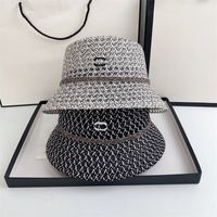 Fashion Designer Bucket Hat Summer Straw Hat For Women Men S...