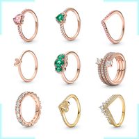 925 Gümüş Pandora Yüzüğü Kadın Çizgileri Yüzük Altın Taç Yüzüğü Kadın Mücevher Moda Aksesuarları Ücretsiz Teslimat