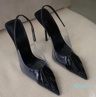 أحذية ثياب مثيرة لبراءات الاختراع النسائية الربط الشفافة TPU STILETTO HEEL Sandal Designer 10cm Sandals High -heeled Slingbacks مدبب أصابع القدم