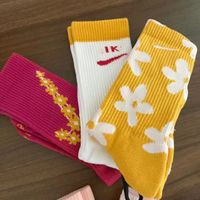 Sports Towel Socks Spring and Autumn Pink Flower Print Socks...